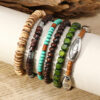 Wholesale Wooden bead alloy multi-layer elastic bracelet