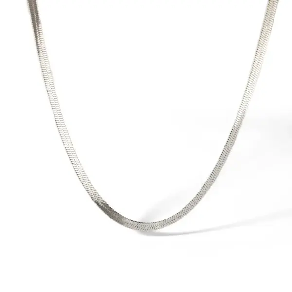 Wholesale 304 Stainless Steel Solid Color PVD Coated Real Gold Plated 18K Gold Hip-Hop Simple Style Waterproof Non Tarnish Snake Chain Lobster Trigger Clasp Closure Gold Silver Necklace