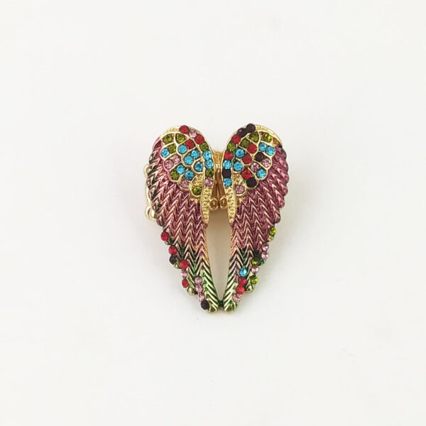 Wholesale Multi-color European and American Diamond-encrusted Three-dimensional Angel Wings Ring Elastic Adjustable Women's Ring Vapor Retro Women's Ring