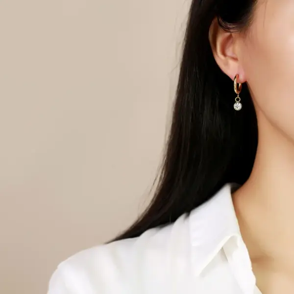 Wholesale PVD Coated Gold Plated Geometric 201 Stainless Steel Vintage Style Simple Style Waterproof Non Tarnish 304 Stainless Steel Earrings