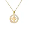 Wholesale Jewelry Simple Style Witches Knot Solid Color 304 Stainless Steel Zircon Inlay Pendant Necklace