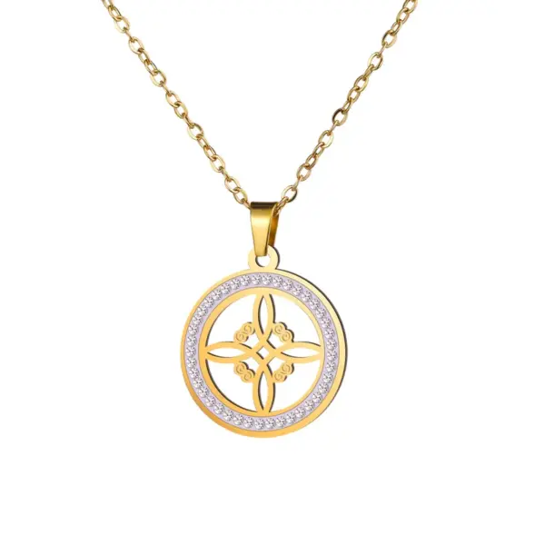 Wholesale Jewelry Simple Style Witches Knot Solid Color 304 Stainless Steel Zircon Inlay Pendant Necklace