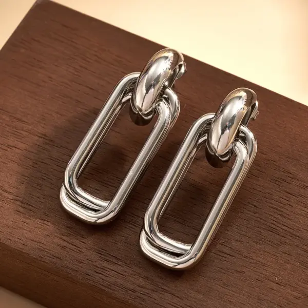 18K Gold Plated 304 Stainless Steel Furnace Vacuum Electroplating Modern Minimalist Double Circle Earrings