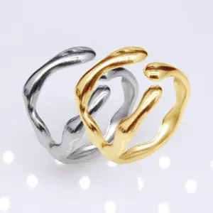 Wholesale 1 Piece Simple Style Irregular Solid Color Titanium Steel Plating Open Ring