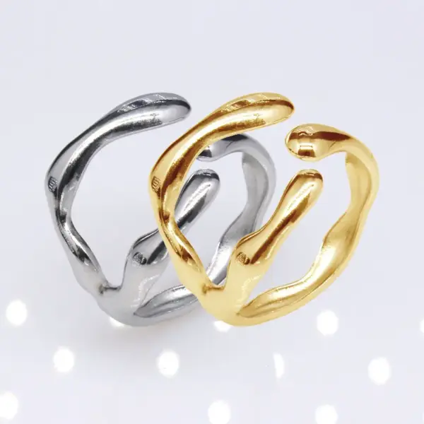 Wholesale 1 Piece Simple Style Irregular Solid Color Titanium Steel Plating Open Ring
