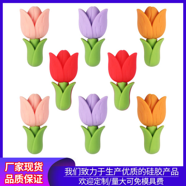 Wholesale Tulip Silicone Beads Flower Loose Beads