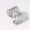Wholesale PVD Coated Real Gold Plated 18K Gold Geometric 304 Stainless Steel Basic Waterproof Non Tarnish Open Rings