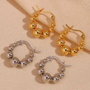 304 Stainless Steel Geometric PVD Coated Stone-Free 18K Gold Plated Real Gold Plated 18K Gold Basic Classic Style Waterproof Non Tarnish Plating Gold Silver Earrings