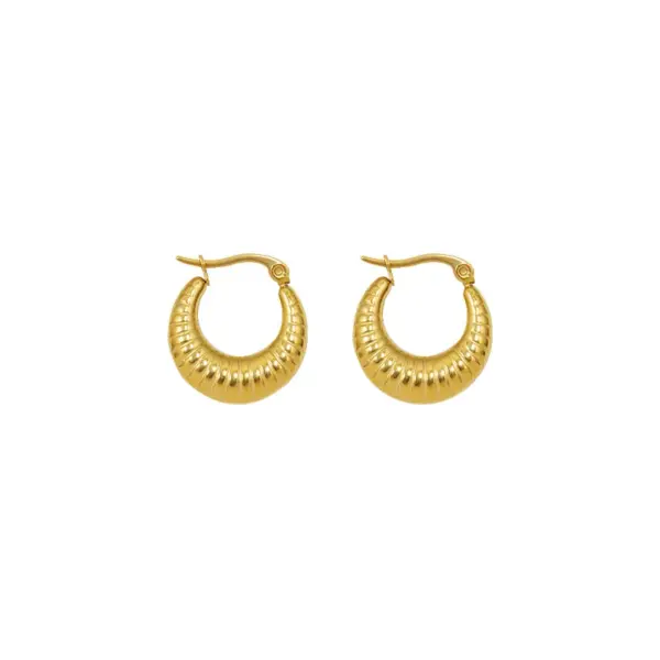 Wholesale PVD Coated Real Gold Plated 18K Gold Printing 304 Stainless Steel Retro Waterproof Non Tarnish Earrings