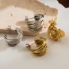 Wholesale 1 Pair Basic Simple Style C Shape Solid Color 304 Stainless Steel 14K Gold Plated Ear Studs