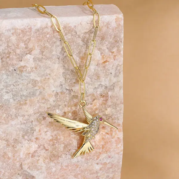Wholesale Fashion Bird Copper Zircon Pendant Necklace In Bulk