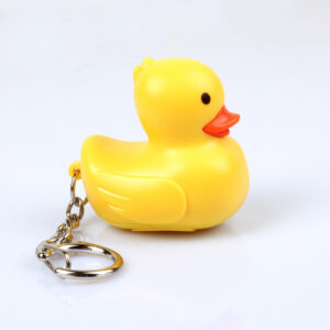 Wholesale In stock cute cartoon duck car keychain LED luminous sound creative electronic toy small gift bag ornaments