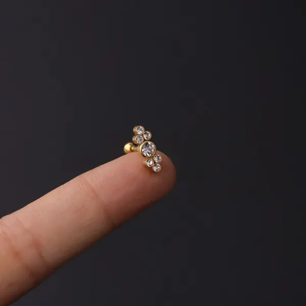 Copper Artificial Gemstones Ear Cartilage Rings & Studs Geometric Waterproof Non Tarnish Surgical Steel Women'S