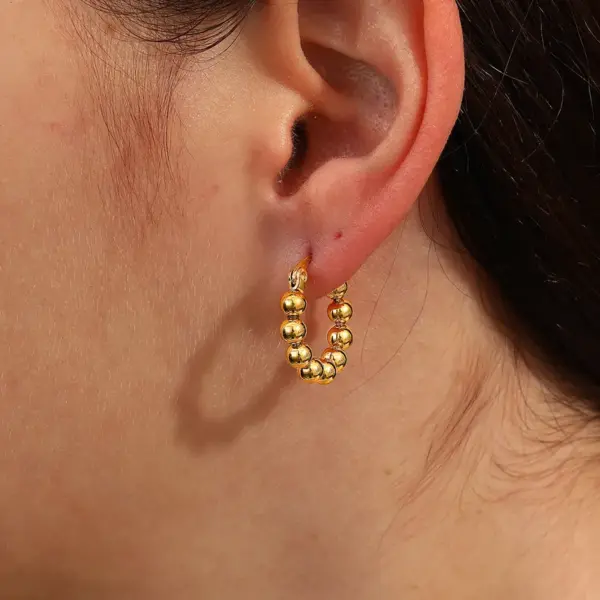 Wholesale 201 Stainless Steel Geometric Vacuum Plating Stone-Free 18K Gold Plated Vacation Plating Earrings