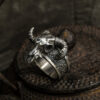 Wholesale Vintage Black Goat Opening Ring Gram Dark Devil Satan Niche Exaggerated Personality Male Finger Ring Accessories