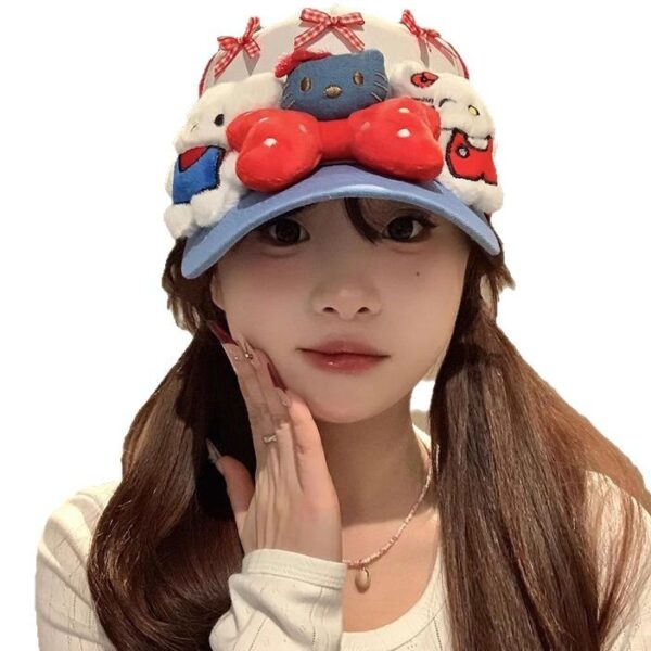 Wholesale Cute Hello Kitty Bow Cap Children y2k Yabi Wind Show Face Small Breathable Baseball Cap Summer