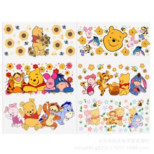 Winnie the Poox series transparent crystal water cup waterproof sticker suit (6 pieces/set)