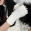 oly-7462185fc13ef184e6f273ff318955a3 Wholesale Homemade Imitation Mink Hair Half Finger Gloves Bow Hot Drilling Warm Cute Finger Leakage Cold-proof Warm Finger Set Student Women