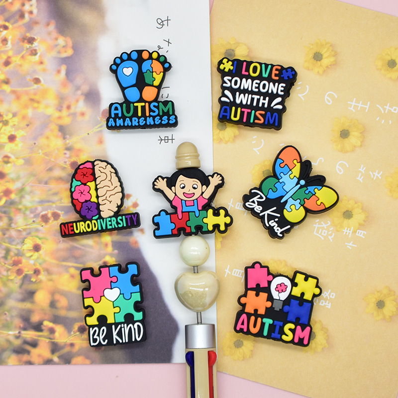 Wholesale Random Cartoon Autism Pattern Beads