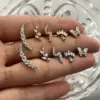Wholesale Luxurious Small Stainless Steel 18K Gold Plated Zircon Butterfly Irregular Earlobe Elegant Simple Style For Casual Daily Selfie