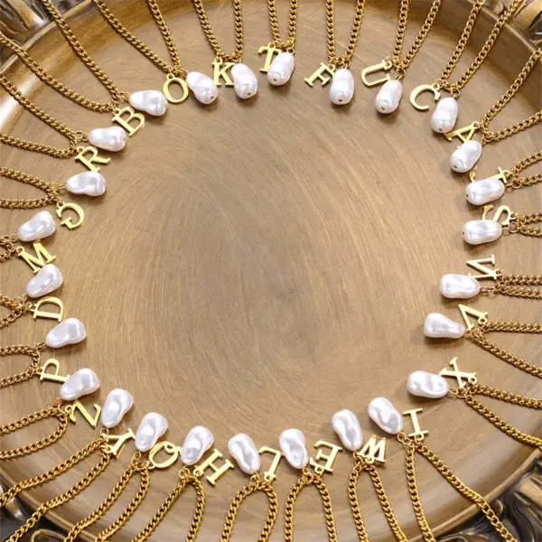 Real Gold Plated Letter 304 Stainless Steel Titanium Steel IG Style Simple Style Waterproof Non Tarnish 304 Stainless Steel Lobster Trigger Clasp Closure Pendant Necklace