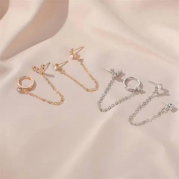 Ear Cartilage Rings & Studs Simple Style Copper Plating Artificial Gemstones