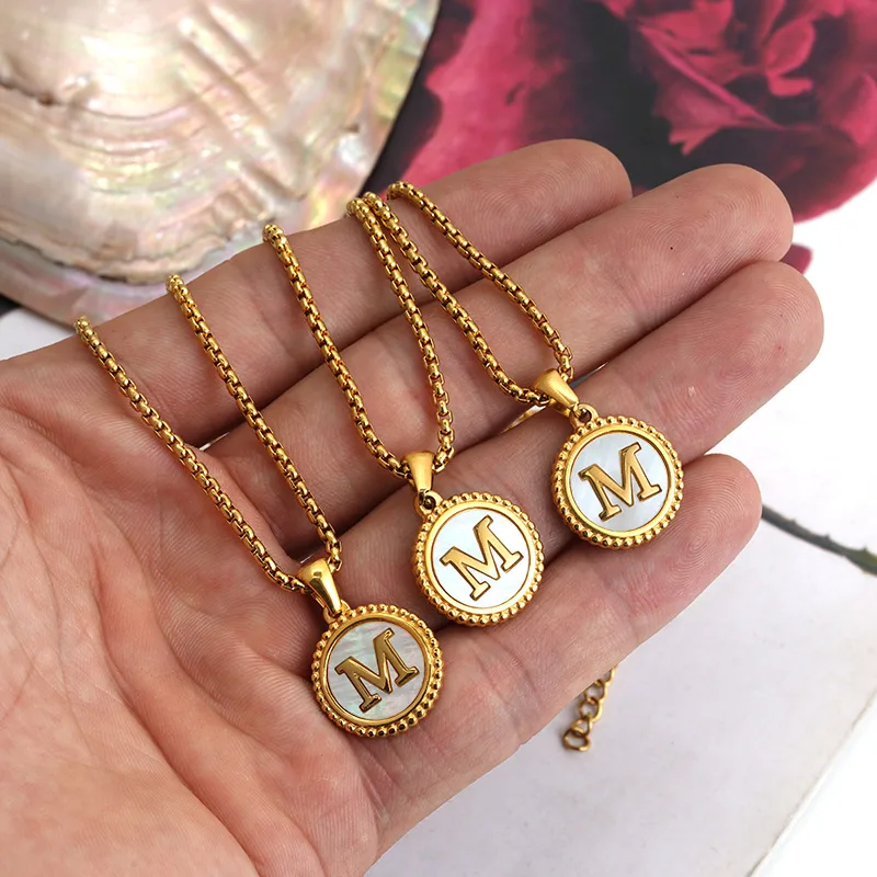 Wholesale PVD Coated 18K Gold Plated Letter 304 Stainless Steel Casual Modern Style Waterproof Non Tarnish 304 Stainless Steel Pendant Necklace