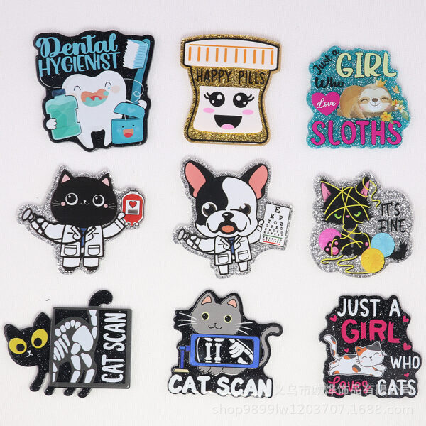 Wholesale New loose powder cross-border cartoon letter cat love bag jewelry acrylic pin DIY patch accessories