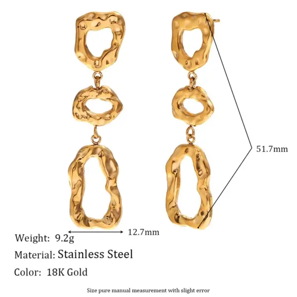 Wholesale PVD Coated Real Gold Plated 18K Gold Geometric 304 Stainless Steel Vintage Style Simple Style Classic Style Waterproof Non Tarnish Drop Earrings