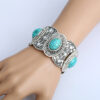 Wholesale European and American Ethnic Style Nepalese Bracelet Silver-Plated Diamond Turquoise Bracelet Retro Exaggerated Jewelry