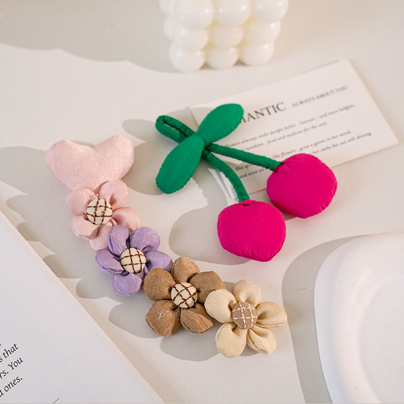 Wholesale Rustic style fabric 3D flower pendant ornament, cute Mori-style brooch aessory, DIY handmade design prop