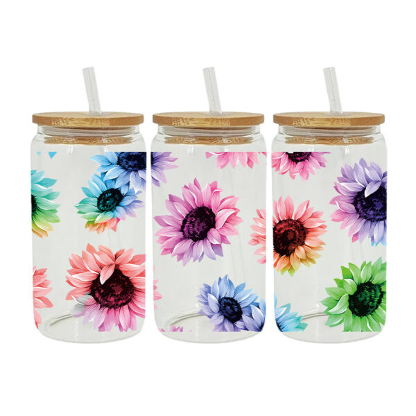 Wholesale Colorful sunflower 16oz Cup UV DTF Wrap
