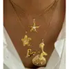 Wholesale PVD Coated Real Gold Plated Starfish 304 Stainless Steel Beach Waterproof Non Tarnish Surgical Steel Plating Lobster Trier Clasp Closure Pendant Necklace