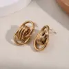 Wholesale Electroplating Golden Plated Round Oval Heart Shape 304 Stainless Steel IG Style Casual Vacation Polishing Plating Ear Studs