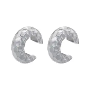 Ve1020 White Gold Color C- Shaped Hammer Pattern 1 Pair