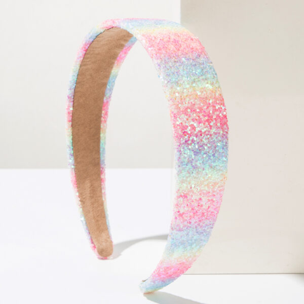 oly-74969873b7f23471debd3c9c7dfeb141 Wholesale Cross-Border New Style Simple Rainbow Color Sequin Plaid Headband Women's High-End Fashion Gradient Versatile Ser Shiny Hair Aessories