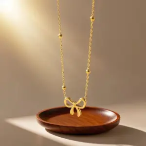 X01045-Bowknot-Necklace- Gold