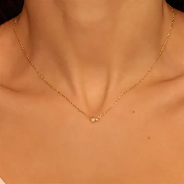 Wholesale Jewelry Retro Solid Color 201 Stainless Steel 304 Stainless Steel Zircon Zircon 18K Gold Plated Inlay Pendant Necklace