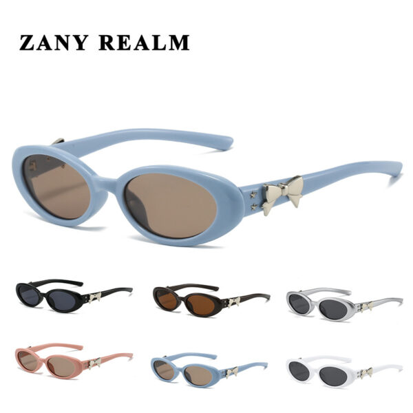 Wholesale 24 new jennie sunglasses women's oval small frame high sense sunglasses bow Europe and the United States cross-border