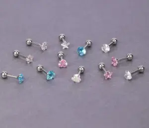 Simple Style Round Heart Shape Stainless Steel Inlay Artificial Diamond Ear Studs 1 Pair