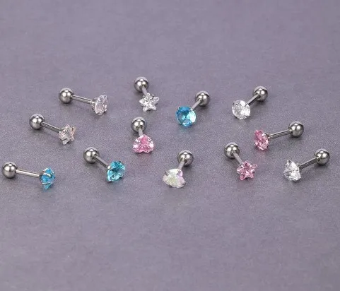 Simple Style Round Heart Shape Stainless Steel Inlay Artificial Diamond Ear Studs 1 Pair