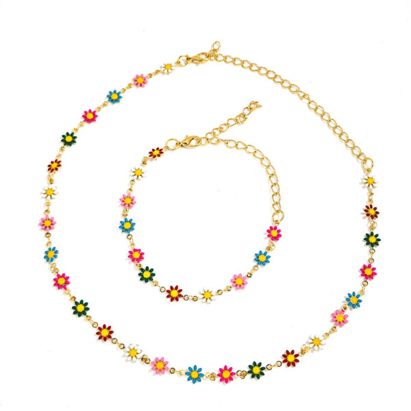 oly-749d3e493e4dcd3268ad65df26845456 Wholesale Dopamine Small Fresh Color Flower Necklace Simple Mori Butterfly Bracelet Necklace Two-Piece Set for Women