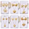 Wholesale Rack Plated Long-Lasting Plated PVD Coated 14K Gold Plated K Gold Plated Heart Shape Flower 304 Stainless Steel Steel Casual Cute Lady Jewelry Set