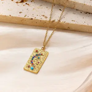 Gold / One Size / Color Square Plate Moon