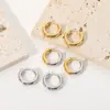 PVD Coated Real Gold Plated 18K Gold Color Block Solid Color 201 Stainless Steel IG Style Waterproof Non Tarnish Hoop Earrings