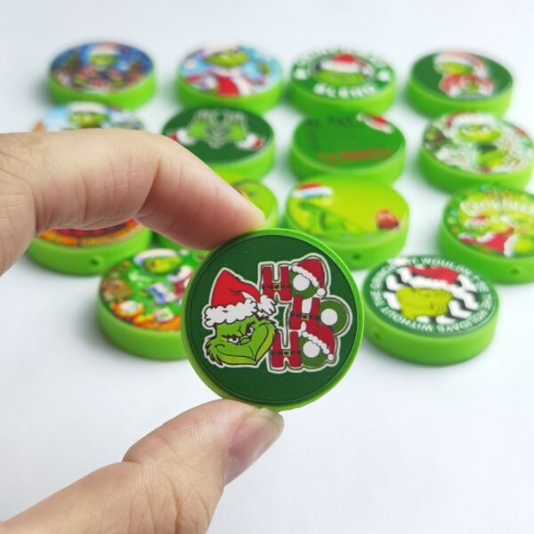 Wholesale Silicone printed round Christmas glowing beads