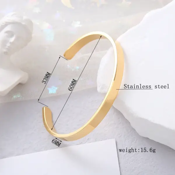 Wholesale Simple Style C Shape Stainless Steel Polishing Cuff Bracelets
