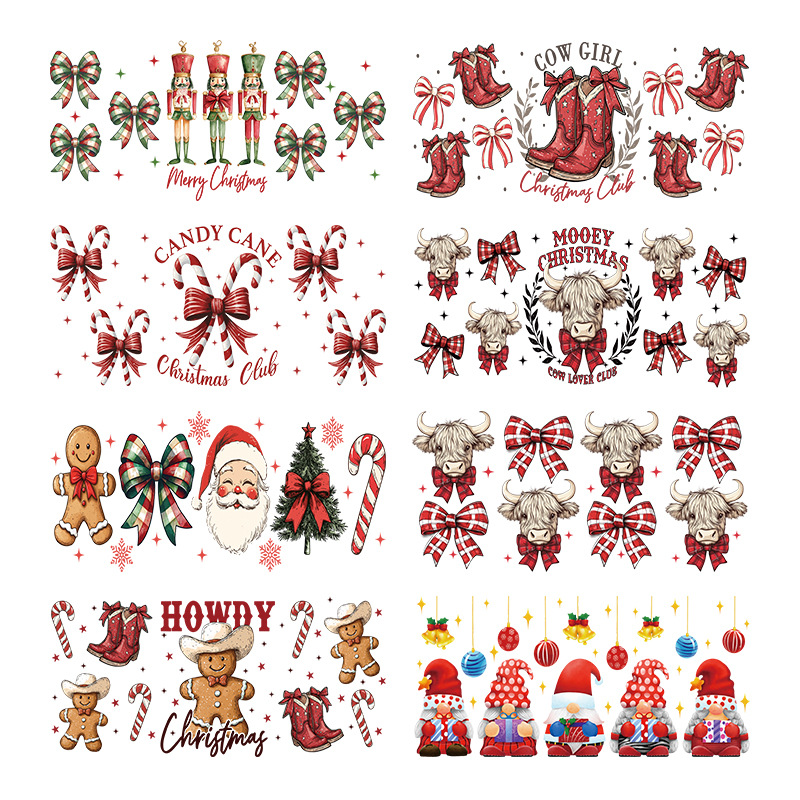 Wholesale Red Christmas Tree 16oz C UV DTF Wraps