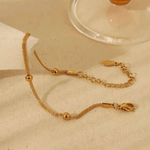 Wholesale Retro Simple Style Commute Round Dots 304 Stainless Steel 18K Gold Plated Snake Chain Bracelets In Bulk Stainless Steel Bracelets