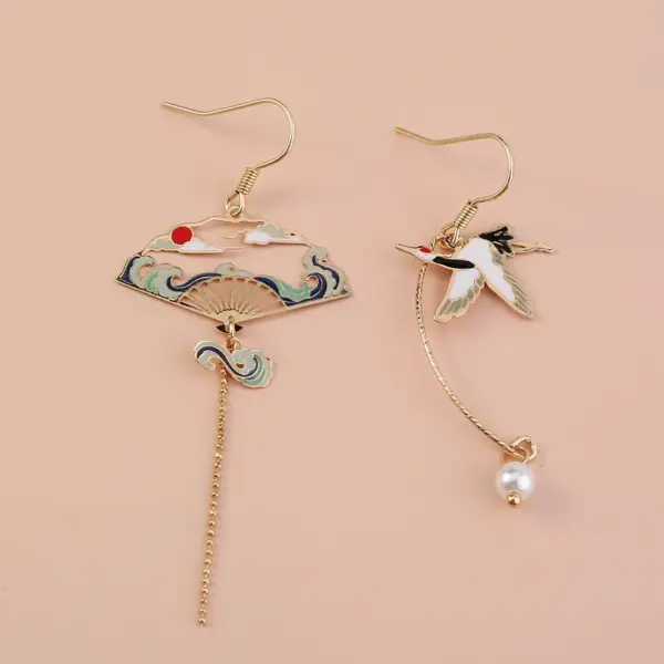 Wholesale Retro Tower Sector Ferroalloy Copper Plating Artificial Pearls Zircon Women's Drop Earrings 1 Pair